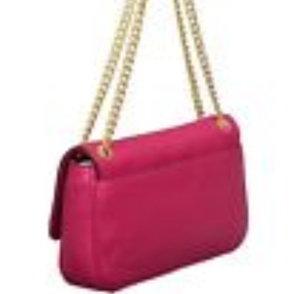 MICHAEL KORS Jet Set Chain Leather Flap Shoulder Bag Raspberry - Picture 3 of 11